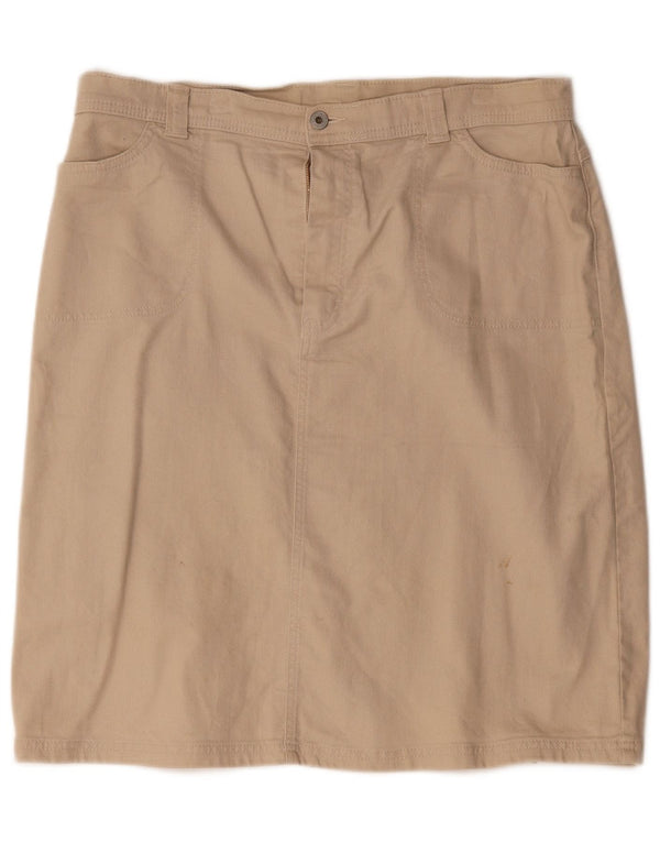 Gonna dritta da donna Marks & Spencer UK 18 XL W36 Cotone beige