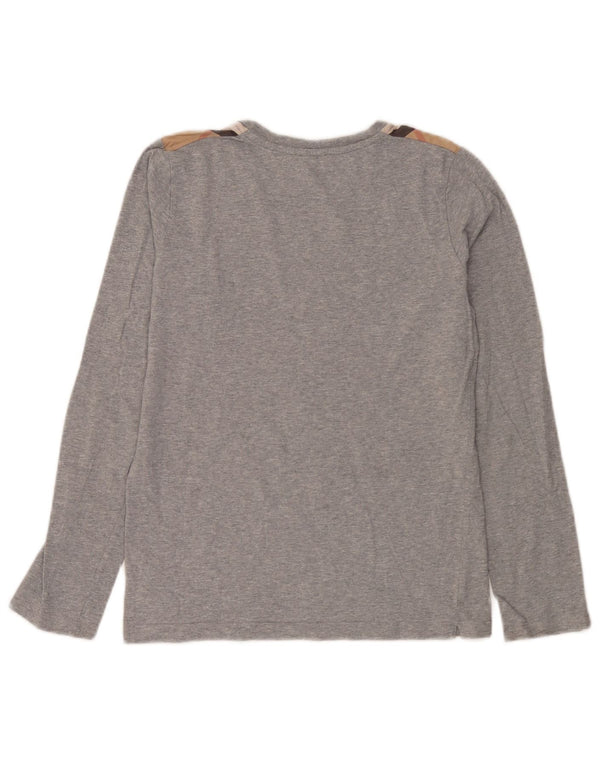 Top Bambina Burberry Manica Lunga 13-14 Anni Cotone Grigio Check