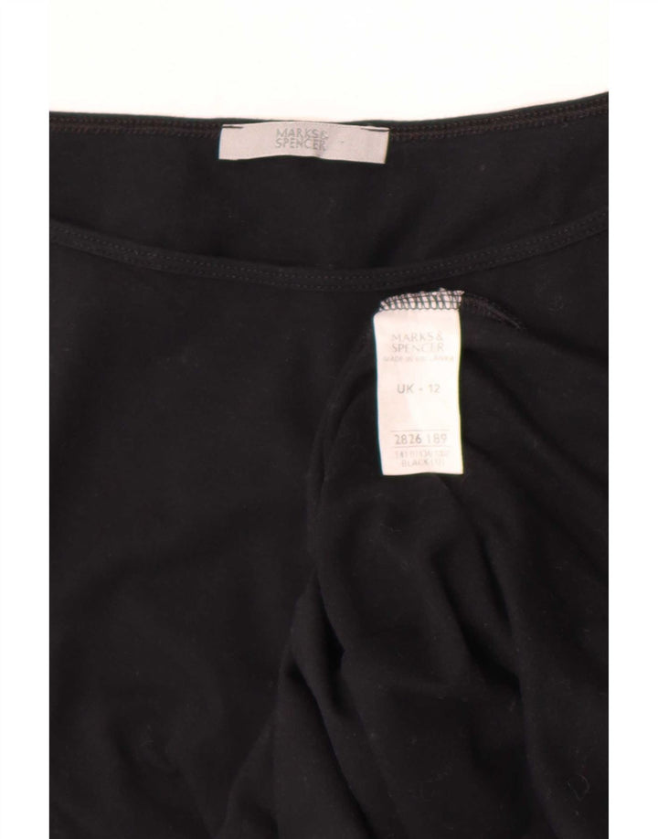 Top corto da donna Marks & Spencer manica 3/4 UK 12 cotone nero medio