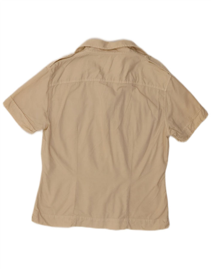 Camicia a maniche corte da donna Benetton UK 12 Cotone beige medio