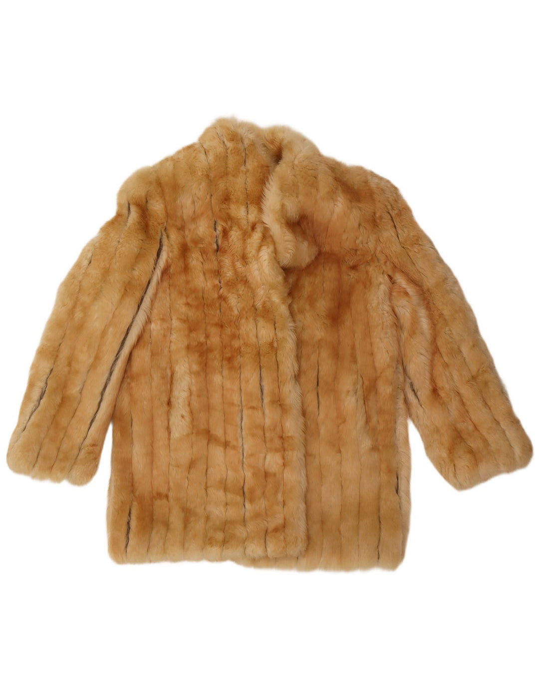 Soprabito vintage da donna in pelliccia sintetica UK 14 beige medio classico