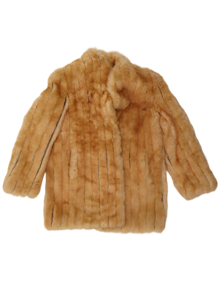 Soprabito vintage da donna in pelliccia sintetica UK 14 beige medio classico
