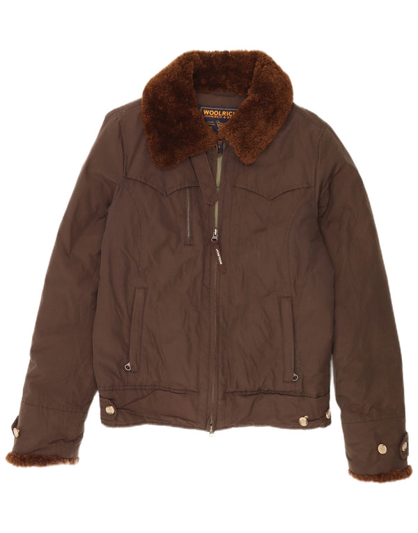 Woolrich Womens Padded Jacket UK 16 Large Brown Cotton