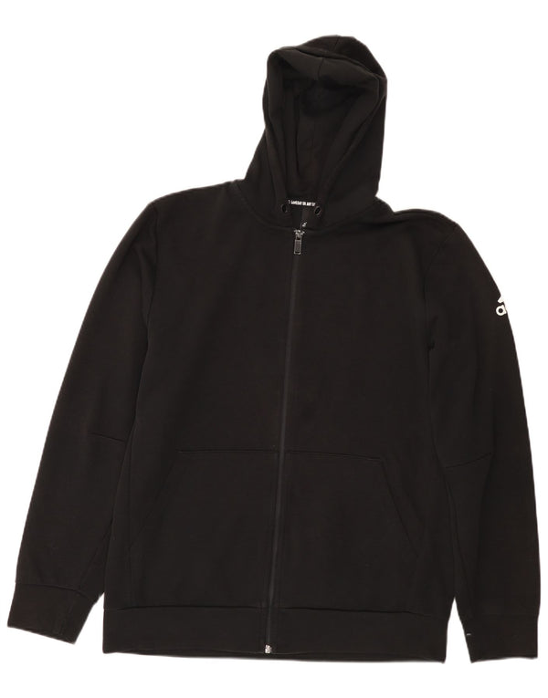 Maglione con cappuccio e zip da uomo Adidas grande in poliestere nero