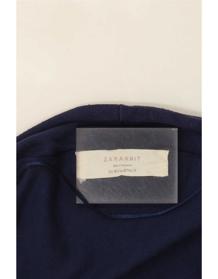 Maglione cardigan aperto con maniche a 3/4 Zara da donna UK 12 medio blu navy