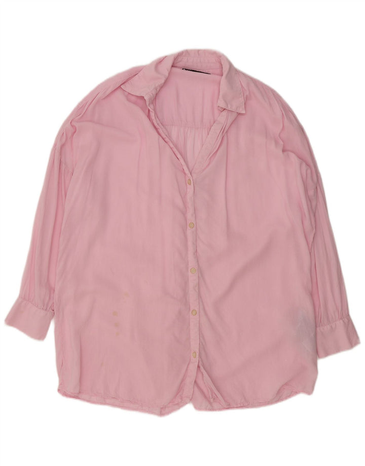 Camicia oversize da donna Zara UK 6 XS Lyocell rosa