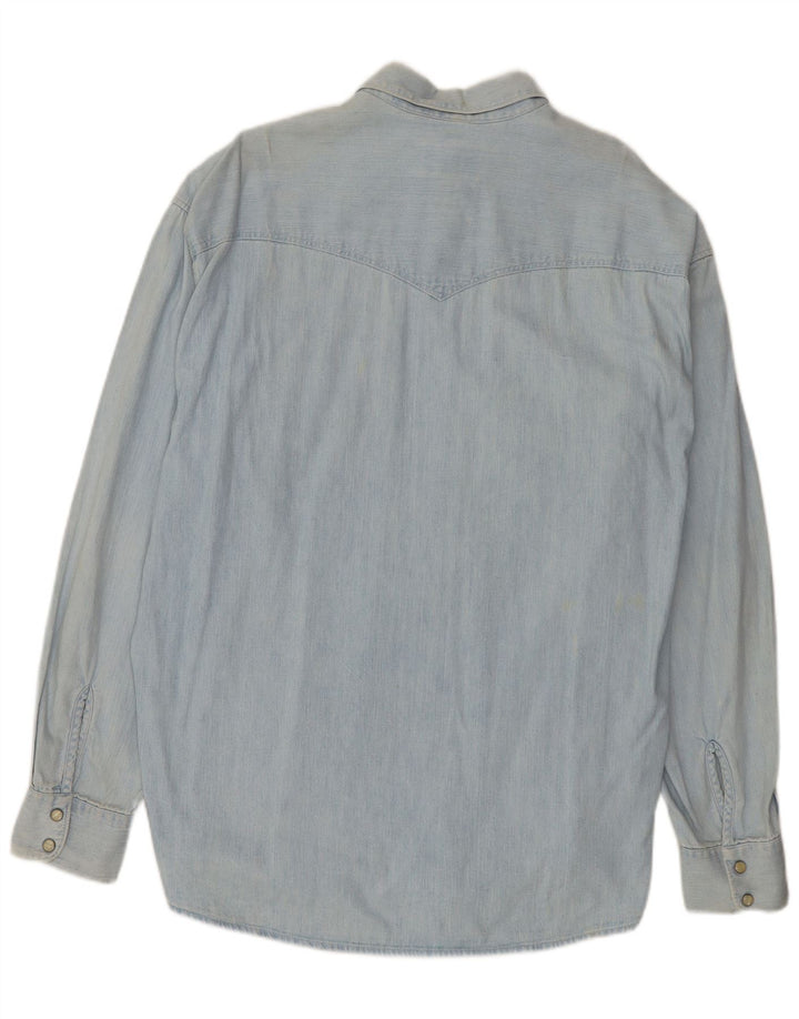 Camicia di jeans da uomo uniforme XL in cotone blu