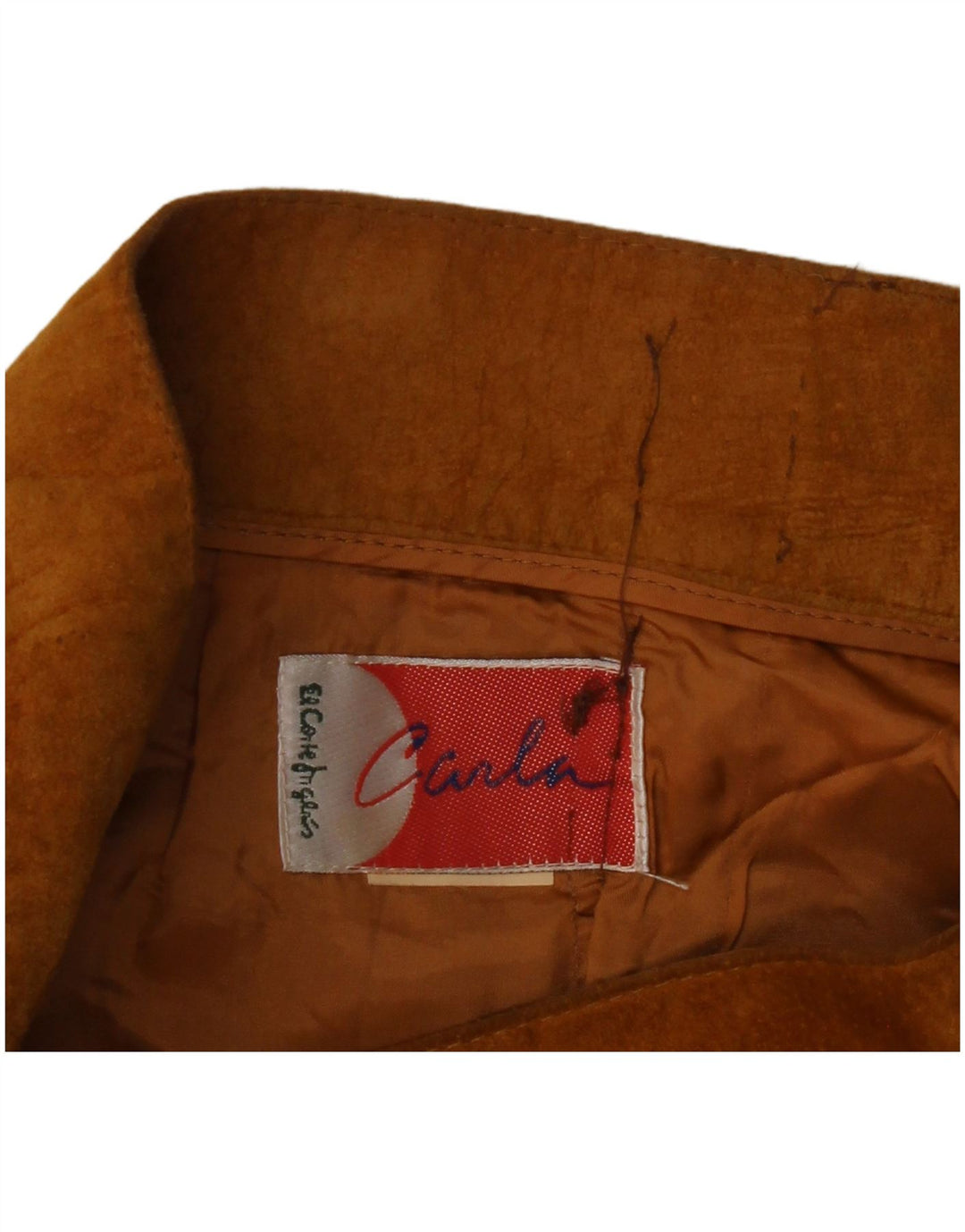 Minigonna vintage da donna Carla in pelle scamosciata grande W32 marrone