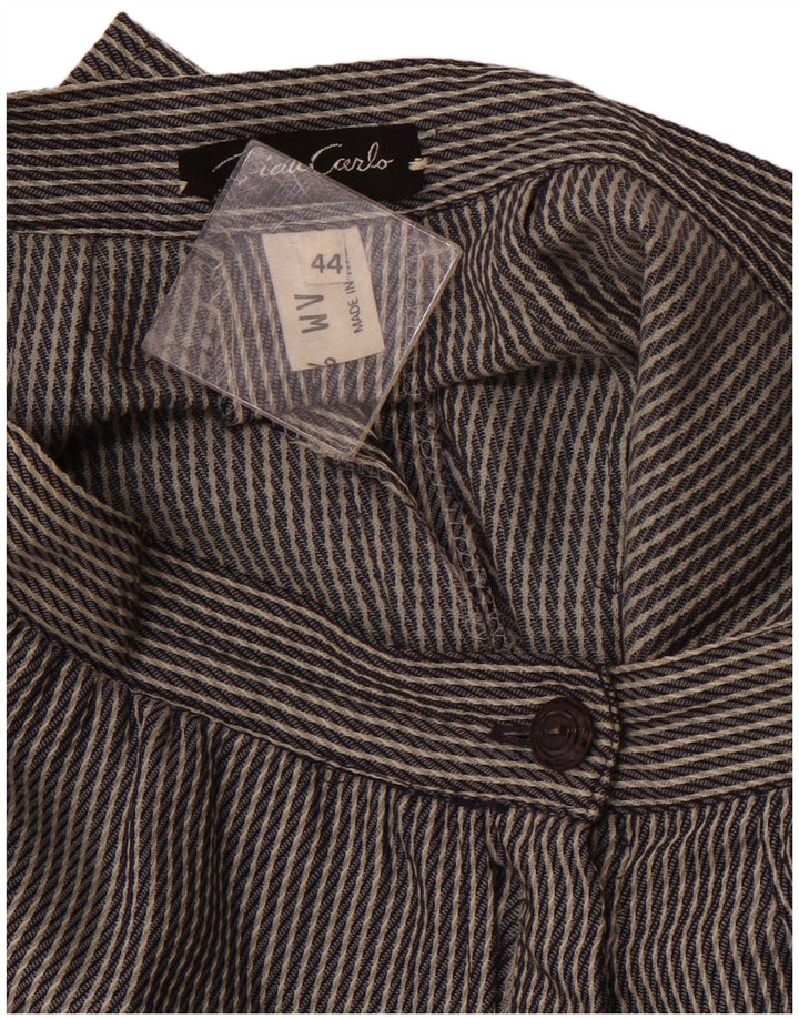 Bermuda da donna a vita alta VINTAGE IT 44 medio W26 grigio a righe