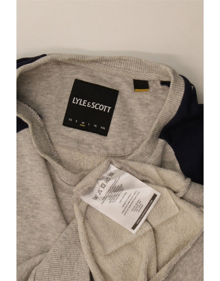 Lyle & Scott Felpa da uomo Maglione in cotone color block grigio medio