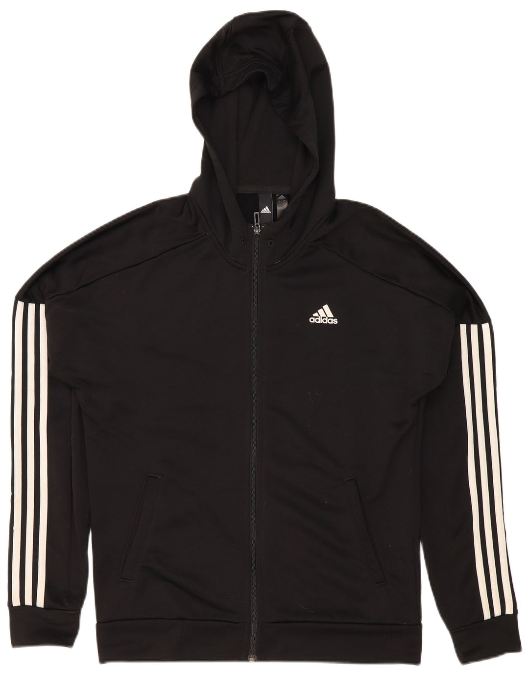 Maglione con cappuccio e zip Adidas da uomo in poliestere nero medio