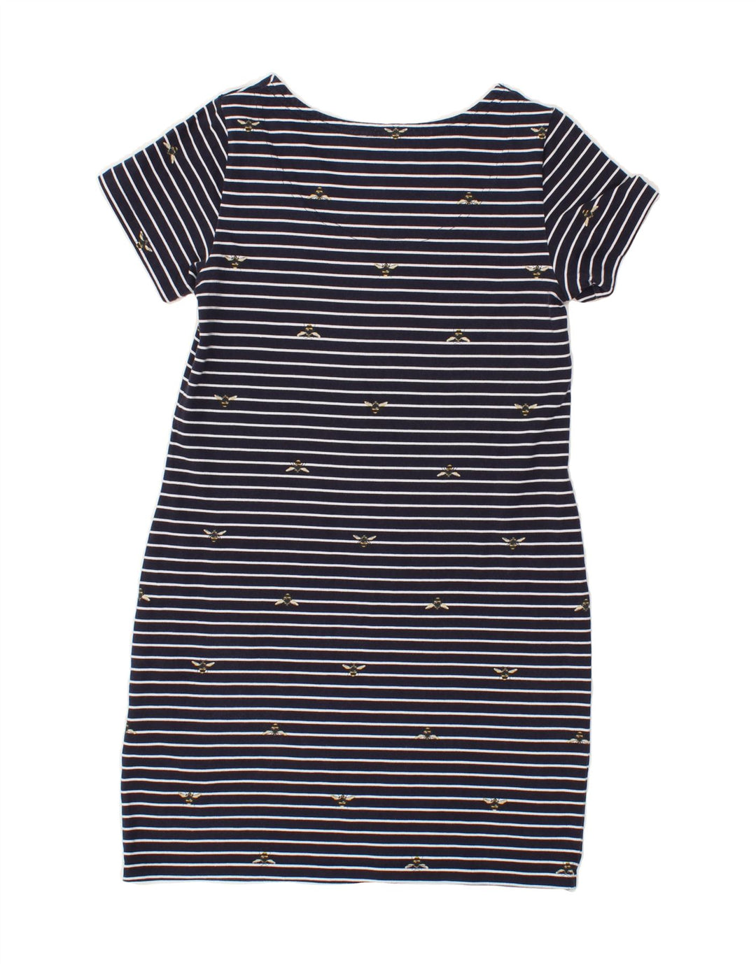 JOULES Womens Basic Dress UK 10 Small  Navy Blue Striped Cotton Vintage Joules and Second-Hand Joules from Messina Hembry 
