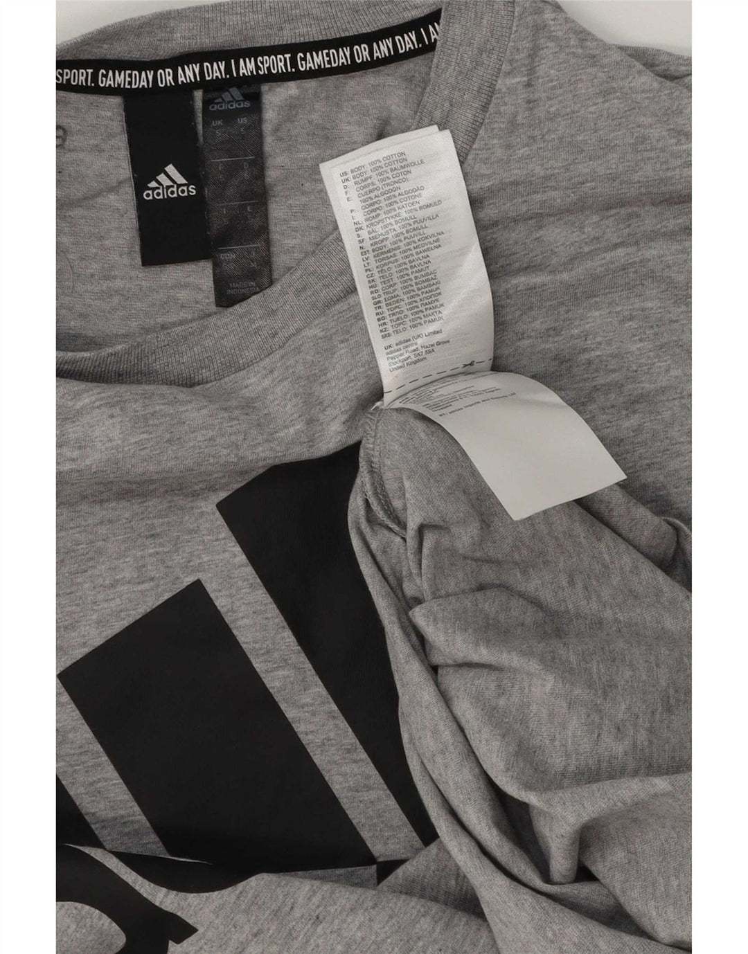 T-shirt grafica da uomo Adidas Top piccola in cotone chiazzato grigio