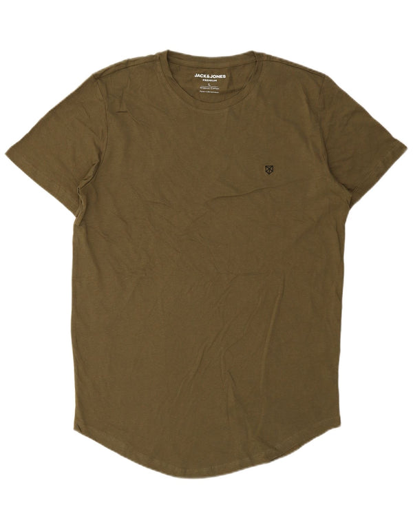 Jack & Jones T-shirt premium da uomo Top grande in cotone kaki