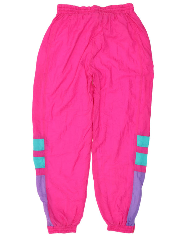Pantaloni da tuta da donna vintage Joggers UK 14 Large Pink Colourblock