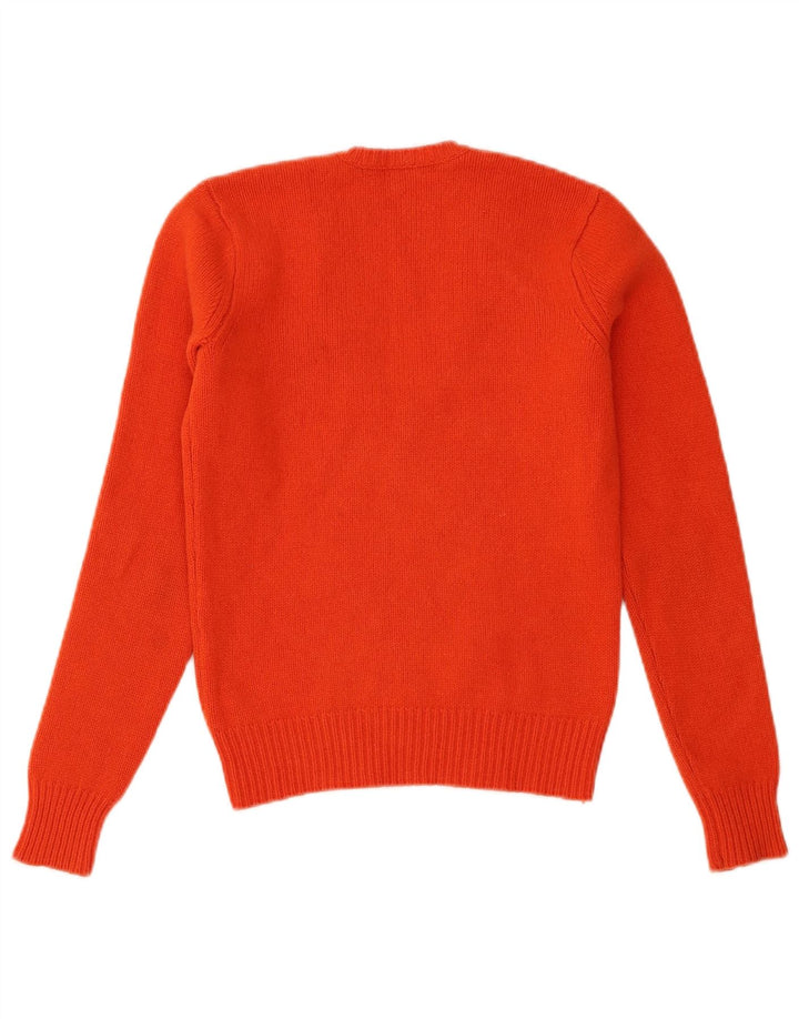 Maglione maglione con scollo a V da donna Ralph Lauren UK 12 Lana arancione medio
