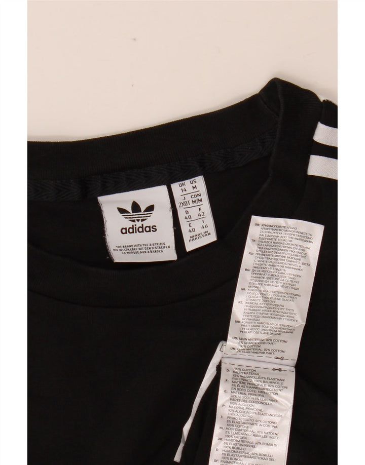 Top ADIDAS da donna a manica lunga UK 14 cotone nero medio