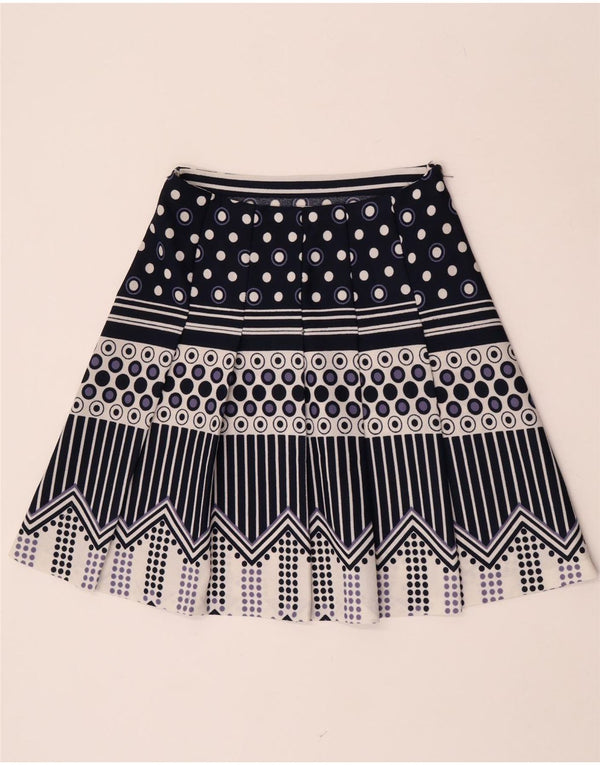 Gonna a pieghe vintage da donna W28 media blu navy geometrica