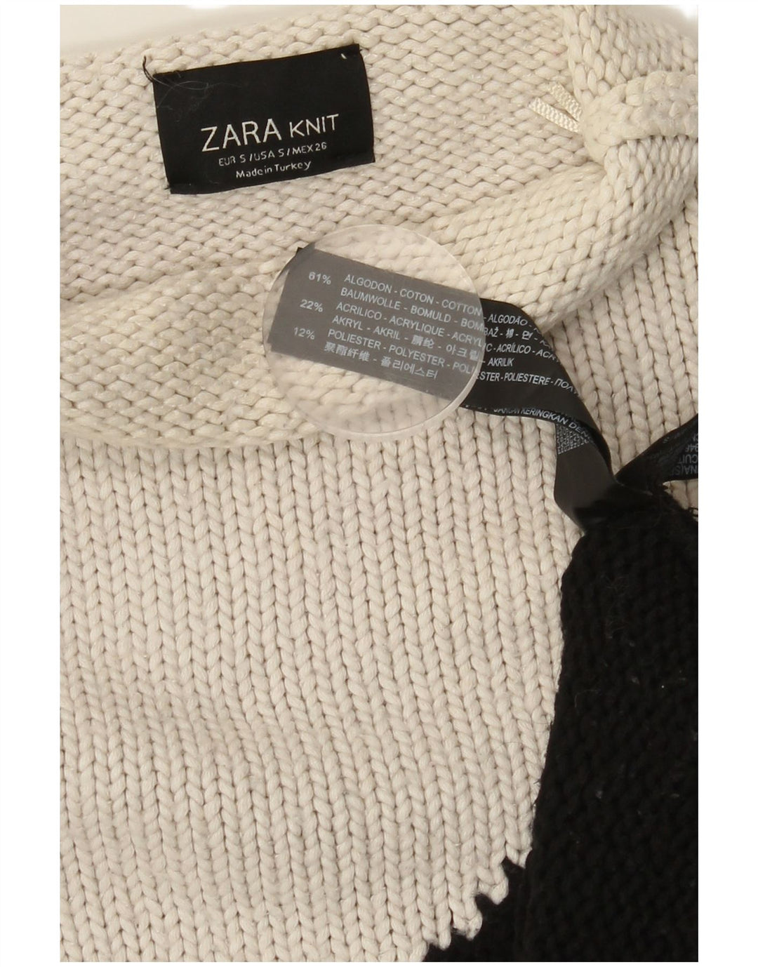 ZARA Womens Turtle Neck Jumper Sweater UK 10 Small White Colourblock