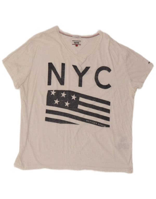 T-shirt grafica da uomo Tommy Hilfiger Top XL in cotone bianco