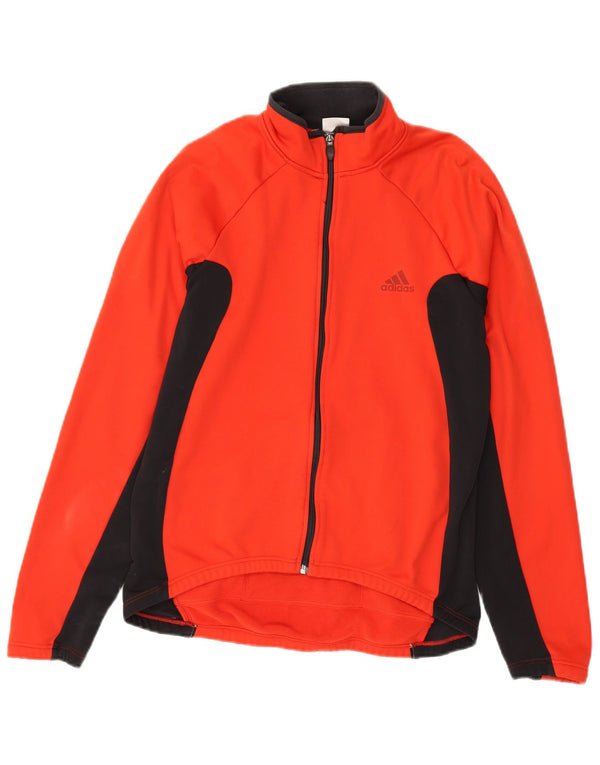 Giacca da ginnastica da uomo Adidas, giacca in poliestere color block rosso medio
