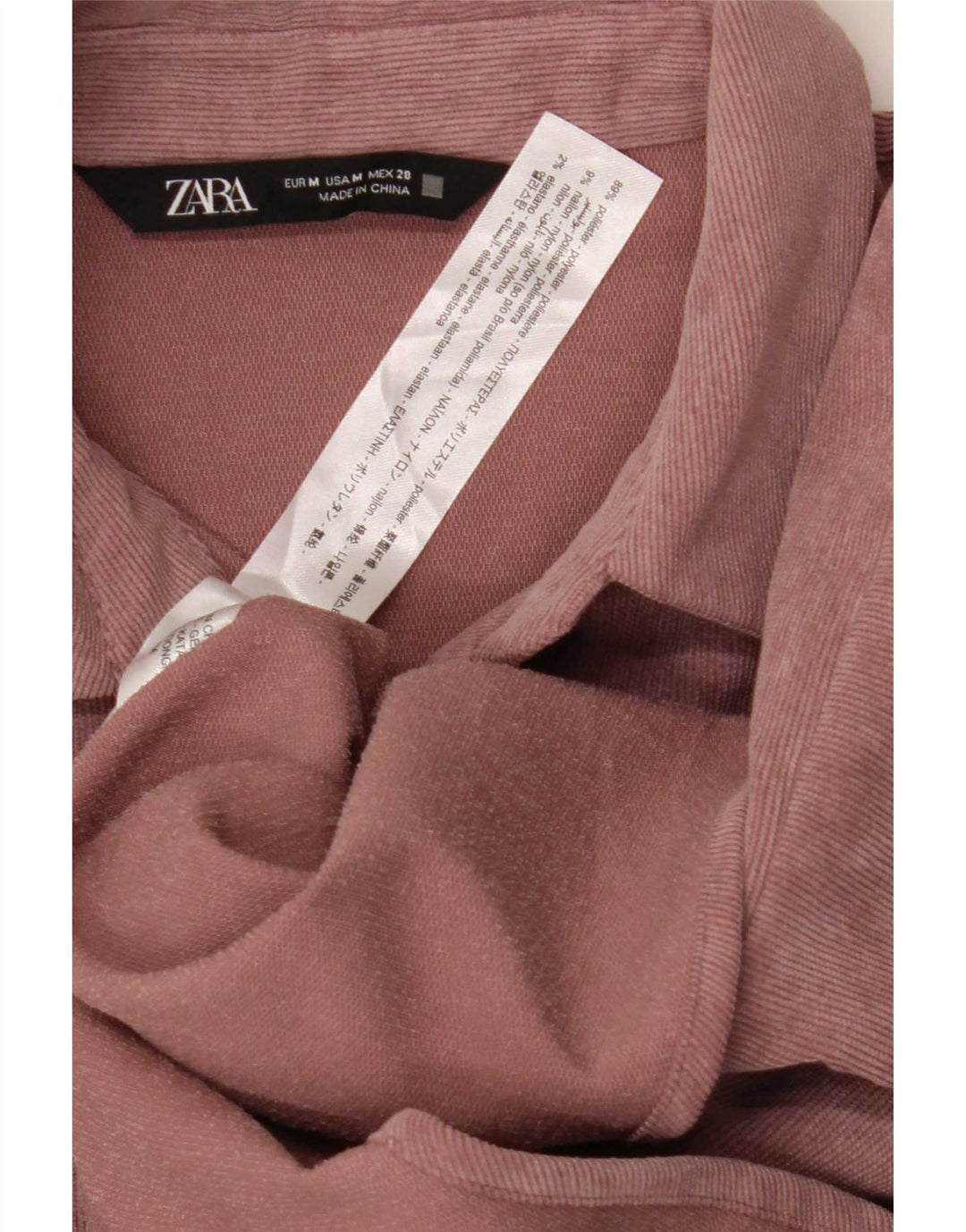Camicia ampia da uomo in velluto a coste Zara, poliestere rosa medio