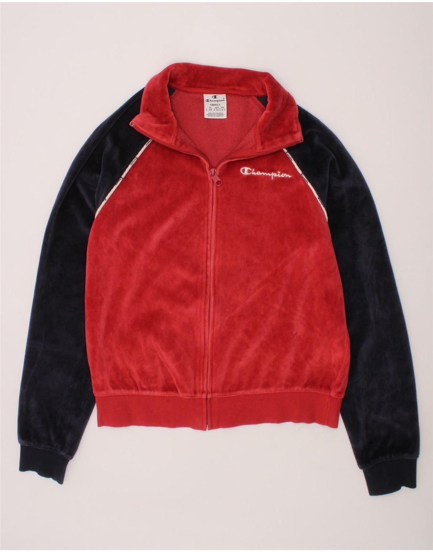 CHAMPION Womens Fleece Tracksuit Top Jacket UK 10 Small Red Colourblock Vintage Champion and Second-Hand Champion from Messina Hembry 