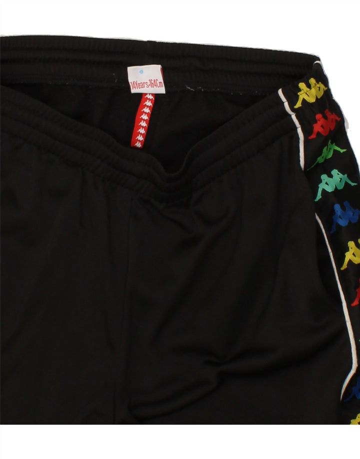 KAPPA Boys Graphic Tracksuit Trousers Joggers 13-14 Years  Black Polyester Vintage Kappa and Second-Hand Kappa from Messina Hembry 
