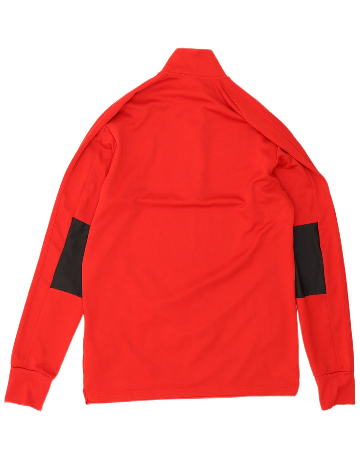 Adidas Uomo Climalite Pullover Tuta Top Rosso Medio Colorblock