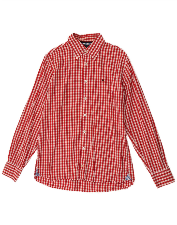 Camicia da uomo Tommy Hilfiger in cotone a quadri rossi medi