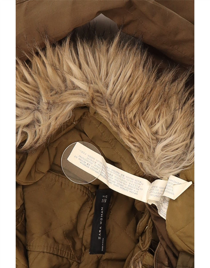 Giacca Parka con cappuccio da donna Zara UK 14 poliestere kaki medio