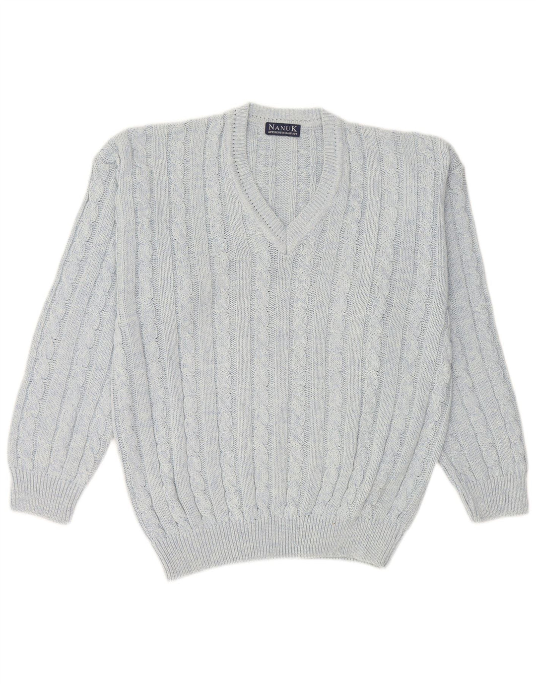 Maglione da uomo con scollo a V Nanuk in cotone blu medio