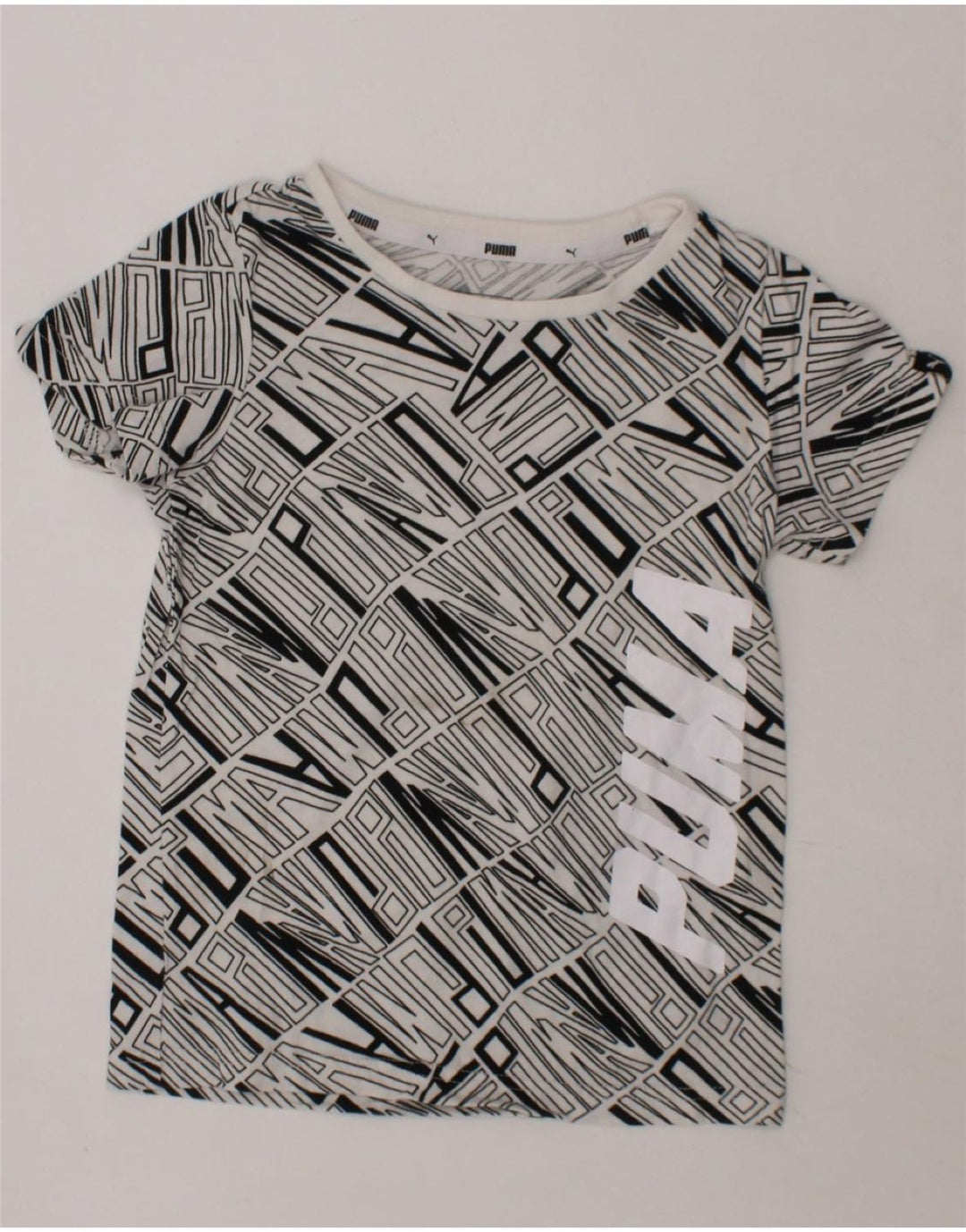 PUMA Boys Graphic T-Shirt Top 3-4 Years White Cotton Vintage Puma and Second-Hand Puma from Messina Hembry 