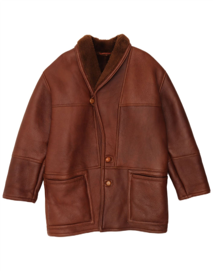 Giacca in shearling da uomo Zenith UK 42 XL Pelle di pecora marrone