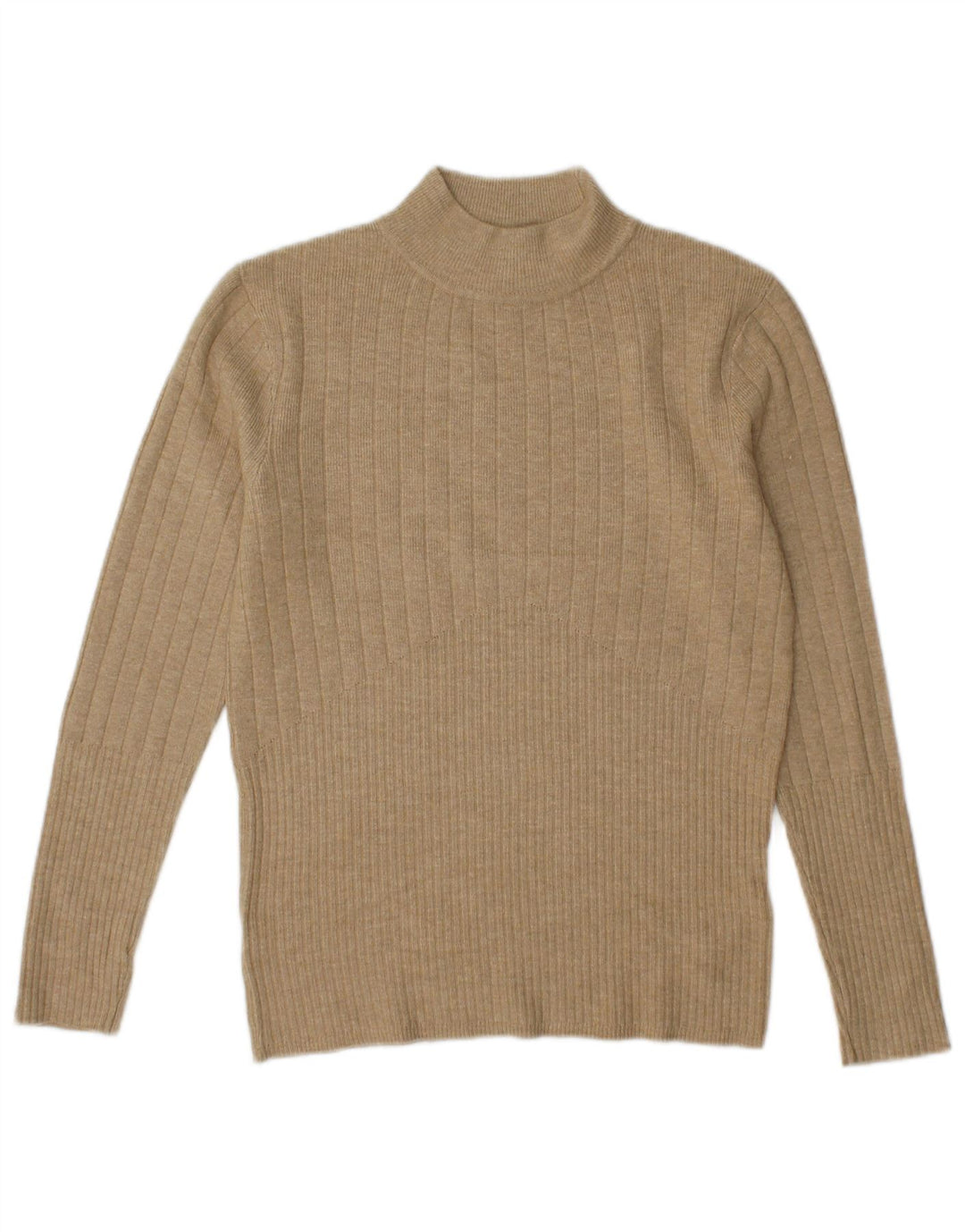 Maglione maglione a collo alto da donna Marks & Spencer UK 10 piccolo in viscosa beige