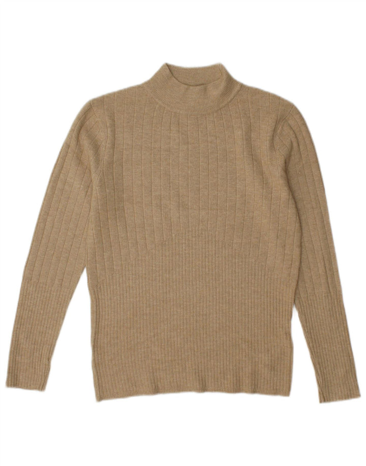Maglione maglione a collo alto da donna Marks & Spencer UK 10 piccolo in viscosa beige