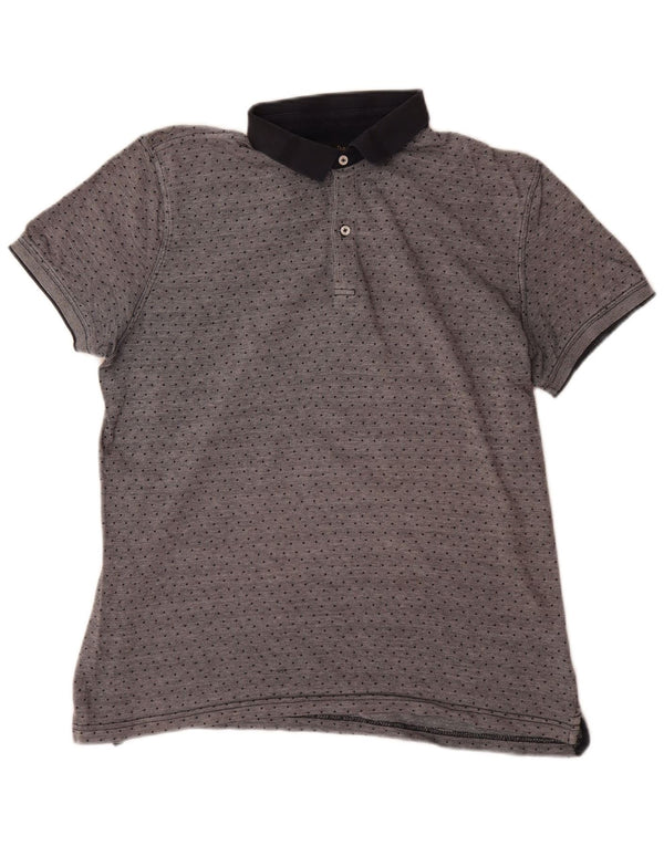 Polo da uomo vestibilità casual Massimo Dutti XL in cotone maculato grigio