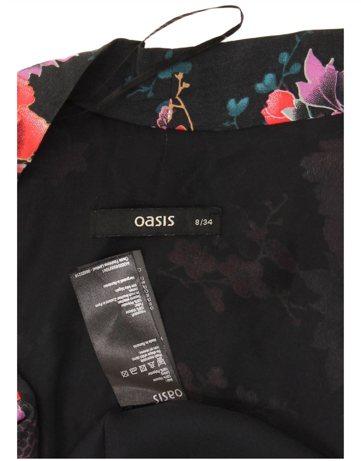 Top cardigan oversize da donna Oasis UK 8 piccolo viscosa floreale nera