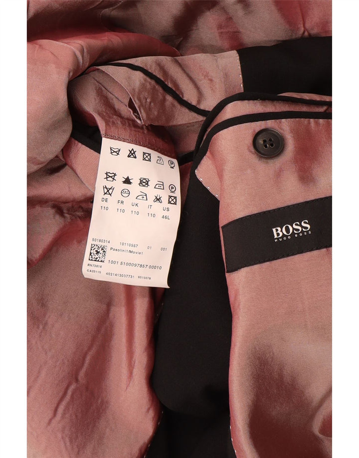 Giacca blazer da uomo a 2 bottoni Hugo Boss US 46 3XL lana nera