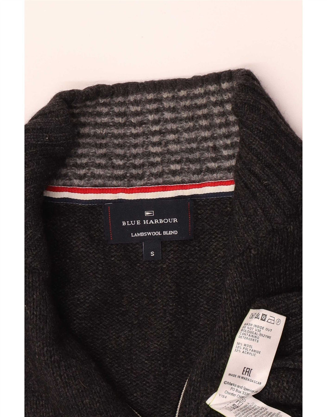 Maglione da uomo Marks & Spencer con collo con zip blu Harbour piccolo grigio