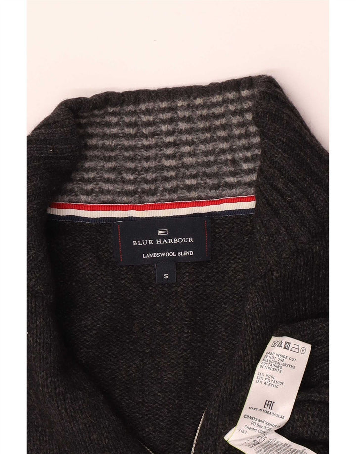 Maglione da uomo Marks & Spencer con collo con zip blu Harbour piccolo grigio