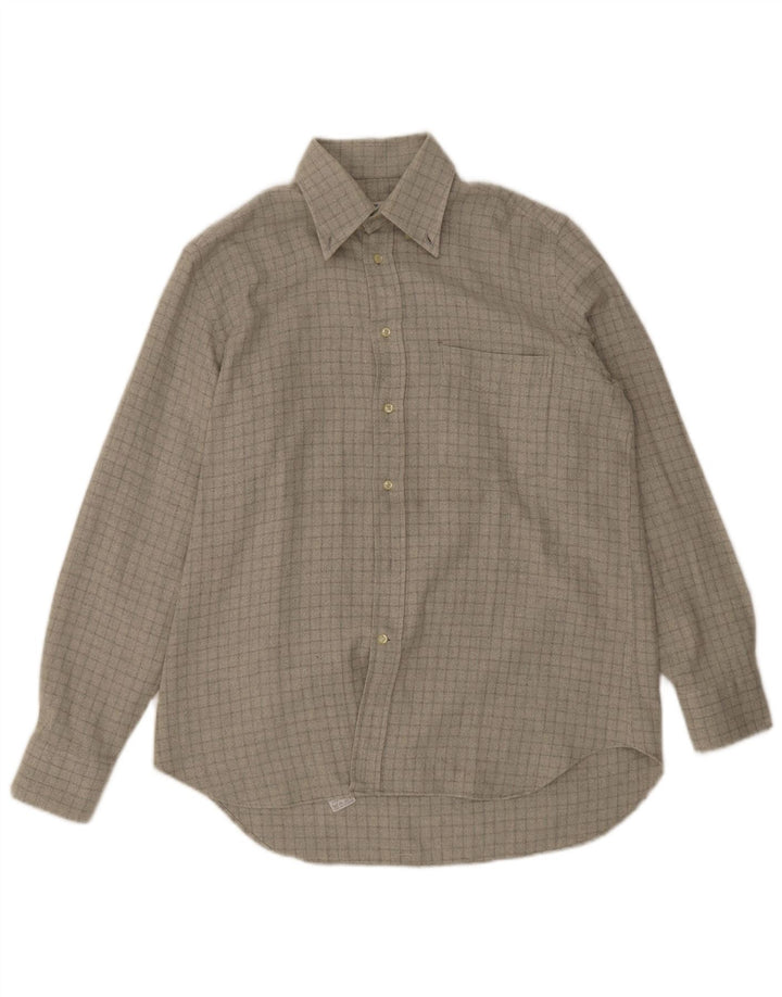 Camicia da uomo in flanella Boggi taglia 39 15 1/2 cotone a quadri grigio medio