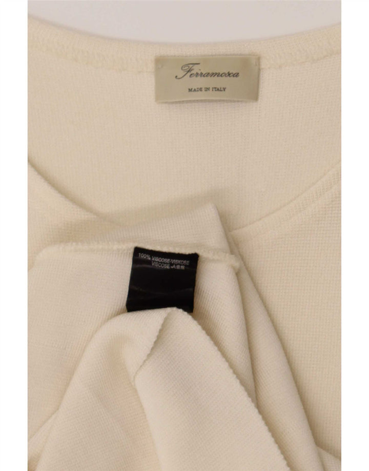Abito a trapezio da donna vintage UK 10 piccolo in viscosa bianca