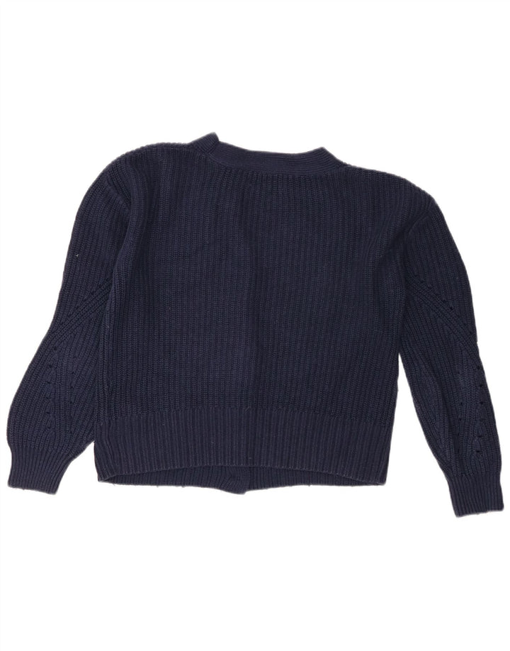 Maglione cardigan corto da donna Marks & Spencer UK 10 piccolo blu navy