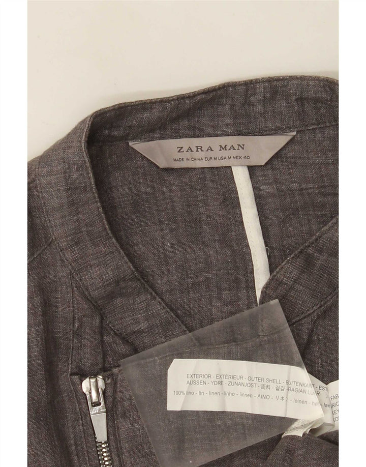 Giacca utility da uomo Zara UK 36 Lino grigio medio