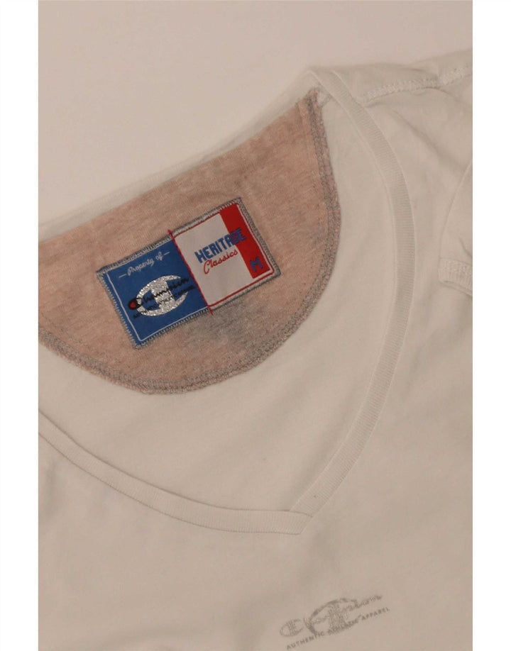 T-shirt corta Champion Heritage Classics da donna UK 12 Medium White