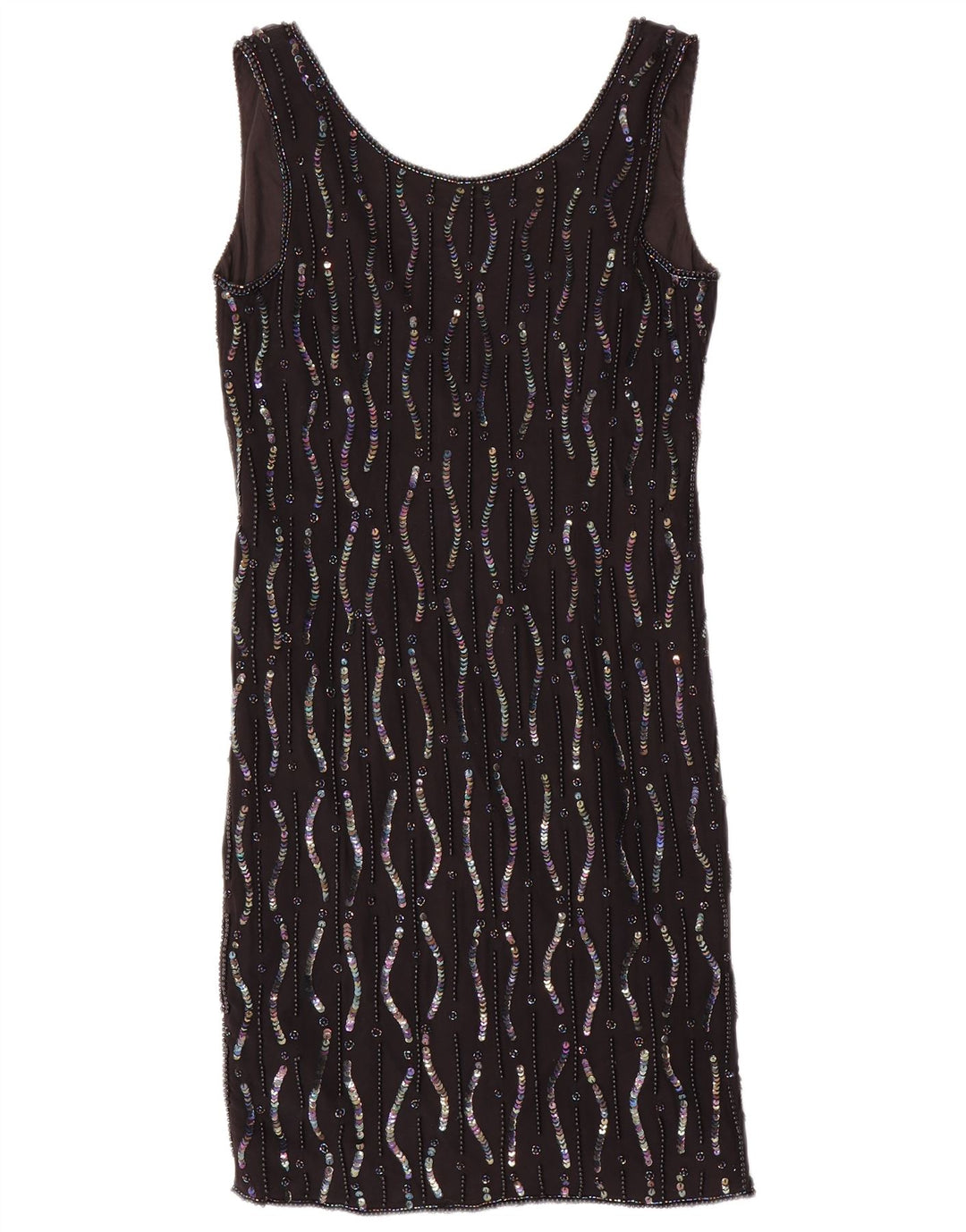 VINTAGE Womens Sleeveless Shift Dress UK 10 Small  Black Viscose