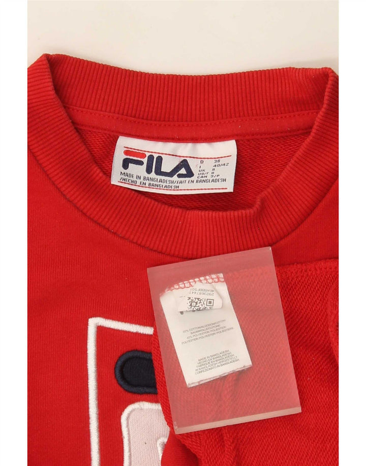 Felpa oversize con grafica da donna Fila, maglione UK 10, piccola, cotone rosso