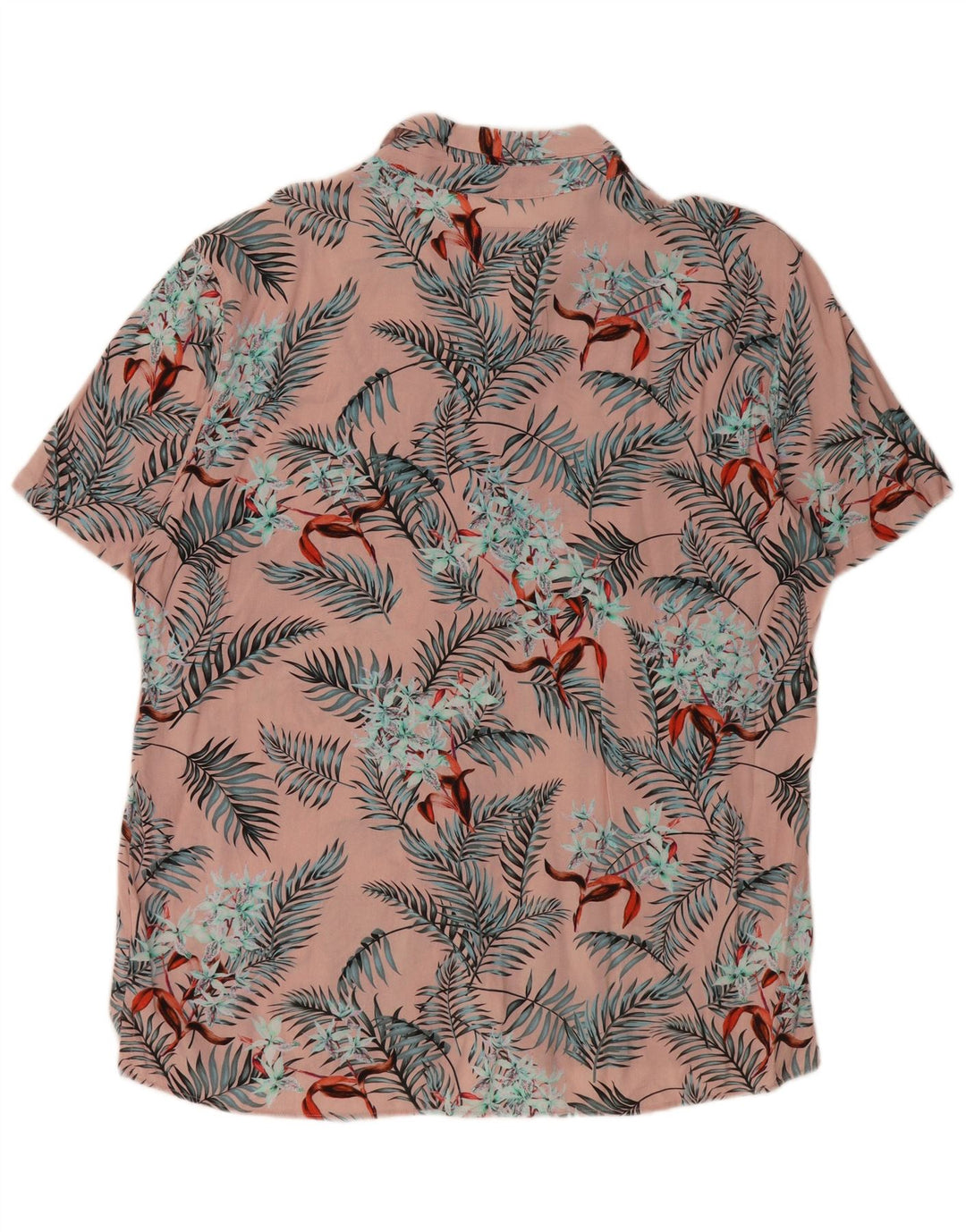 Camicia a maniche corte da uomo PULL & BEAR XL rosa hawaiana in viscosa floreale