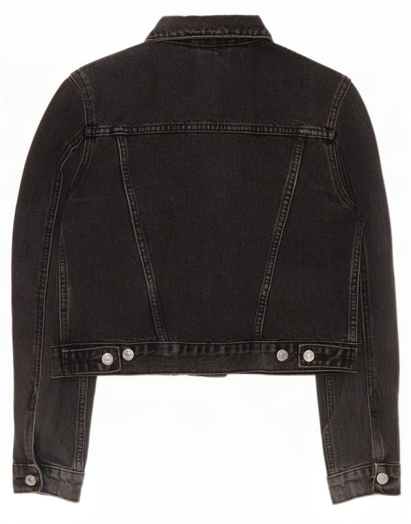 Giacca in denim corto da donna Topshop UK 8 piccolo cotone nero